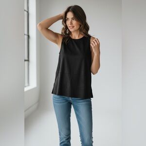 NWT Dylan Sloan Side Slit Suede Tank Black Size Small